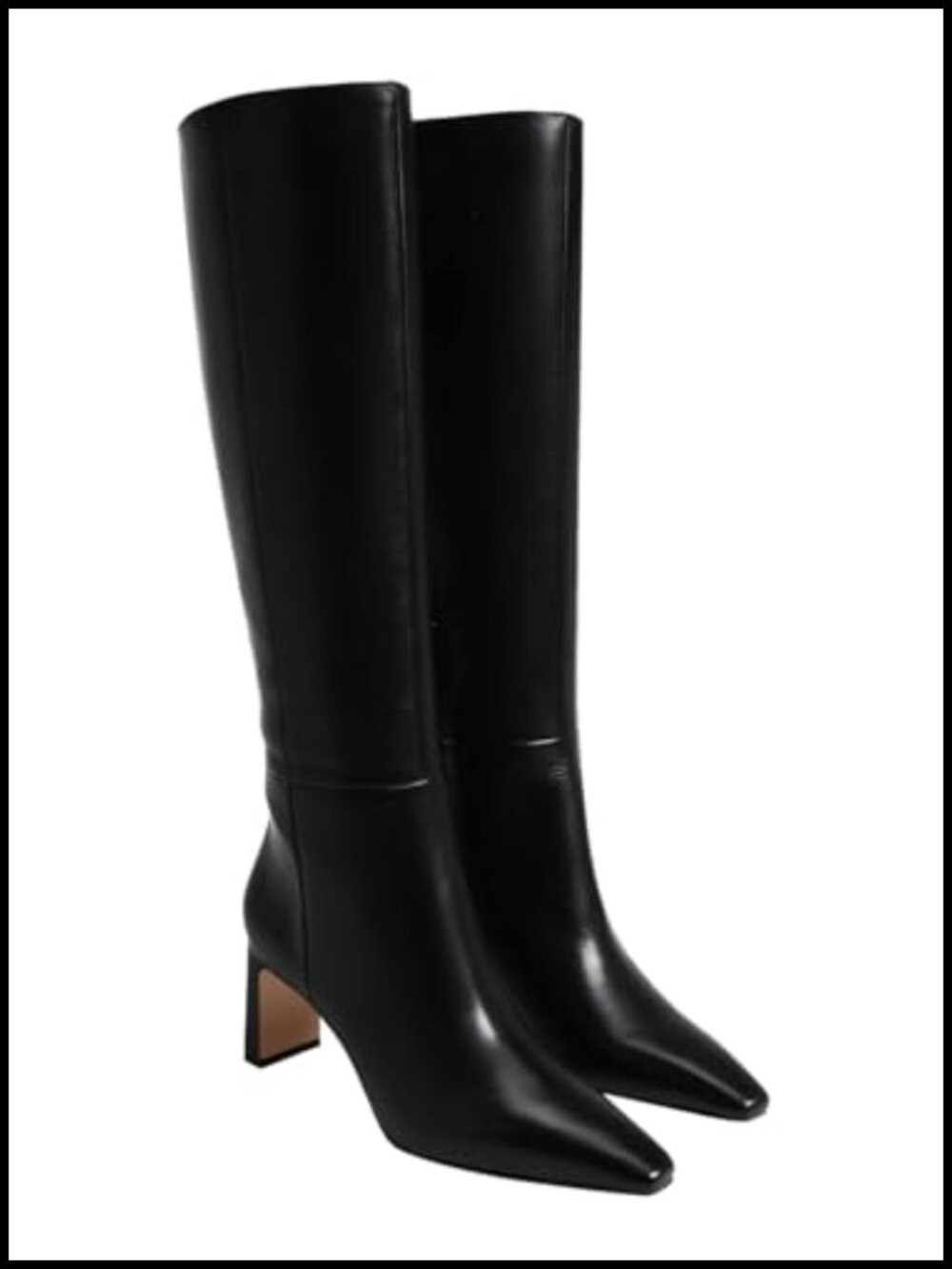 Coutgo Faux Suede Faux Leather Knee High Boots Chunky Heel Tall Dress Boots